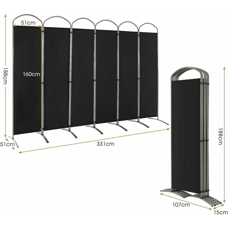 COSTWAY Paravento da Interno in Metallo, Separé Divisorio Interno  Pieghevole con Piedini Stabili, Pannelli Divisori per Interni per Casa e  Ufficio (Bianco, 220 x 173 cm (4 Pannelli))