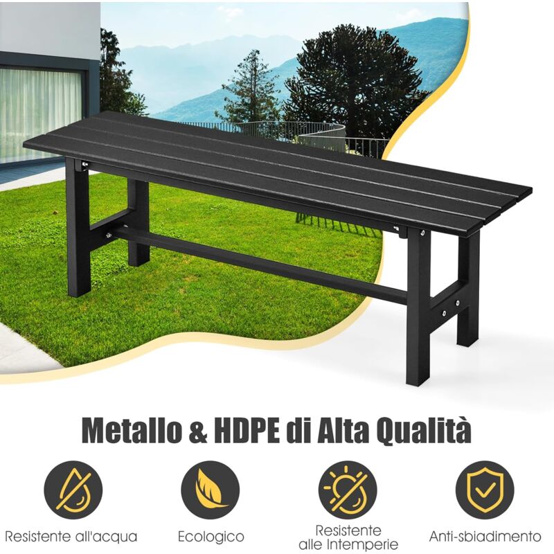 Panchina Da Esterno COSTWAY 120x36 Cm - Sedile HDPE, Portata 300 Kg, Grigio - Foto 6