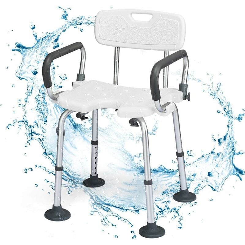 Sedia da doccia antiscivolo con schienale e braccioli imbottiti, Panca da  bagno regolabile per anziani, fino a 150kg - Costway