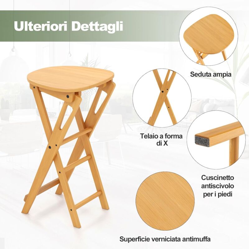 Sgabello In Legno Massello Multiuso Con Piedini Antiscivolo – Capacità 226 Kg – Facile Montaggio, Marrone