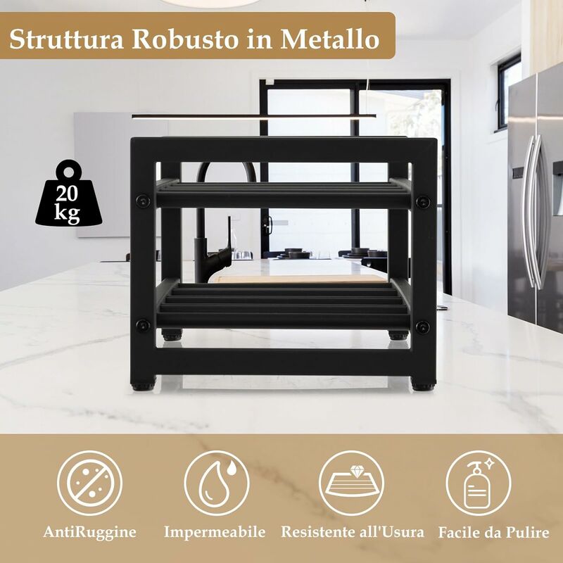 COSTWAY Portabottiglie per Vino in Metallo, Scaffale per Vino 8 Bottiglie  con Piedini Regolabili e Superficie Antiruggine, per Cucina, Sala da  Pranzo, Cantina, 42,5 x 24,5 x 20,5 cm