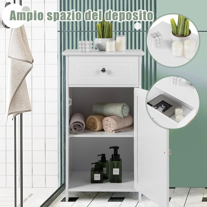 COSTWAY Mobile Bagno 50 X 19 X 72 Cm, Arredo Salvaspazio Con 2 Cassetti, 2 Cesti In Rattan Ruote E Ripiani Armadietto Stretto Per Spazi Ridotti Salotto E Cucina Nero 86328799