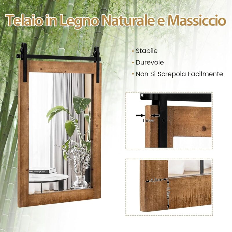 Housoutil Supporto per Specchio in Legno Nero, Base Antiscivolo Multiuso per Fissaggio Specchio a Figura Intera, Stabile e Pratico per Casa o Studio