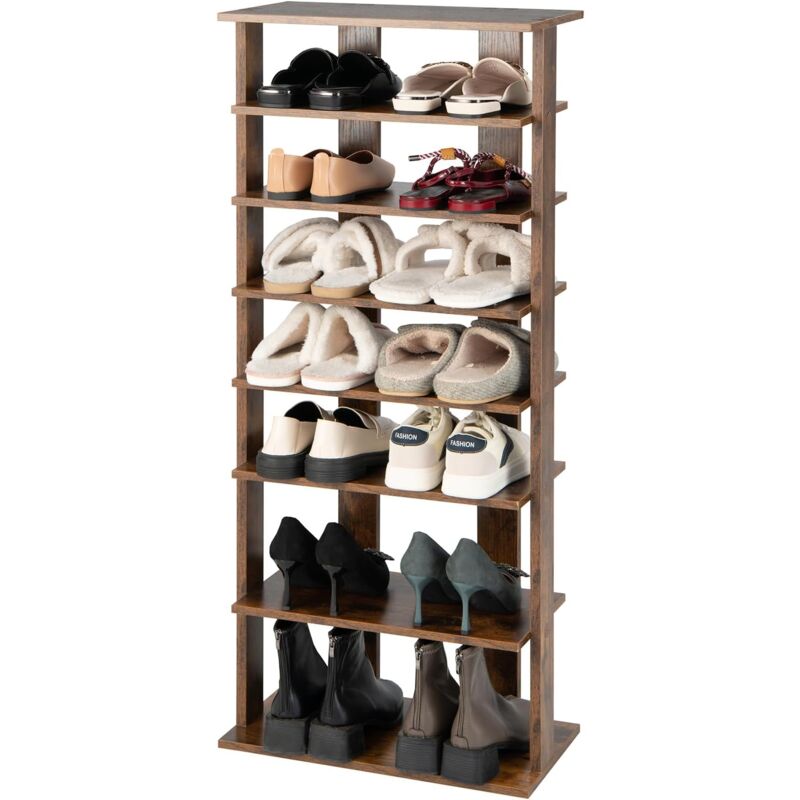 Scarpiera A 7 Livelli Verticale – Organizer In MDF Con Ripiani Regolabili, Bianco, 45,7x26,7x110,5 Cm Per Spazi Stretti