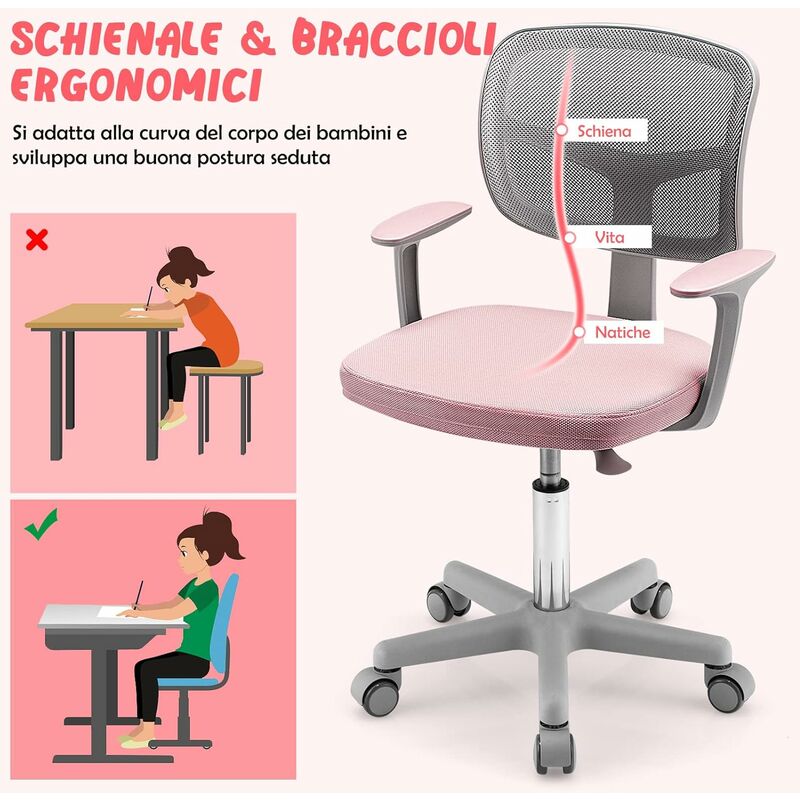 Mecor bambini scrivania sedia adolescenti Computer sedia con schienale  basso braccio e regolabile girevole studio ufficio sedia 4 colori [US-W] -  AliExpress