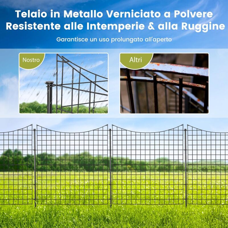 Recinzione Da Giardino In Metallo 5 Pezzi: Plastica Resistente, Estensibile E Rimovibile, Per Aiuole, Prato, Animali E Bordure Decorative Da Esterno - 3