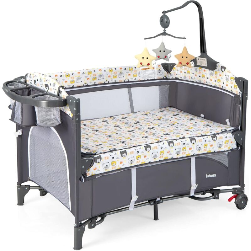 COSTWAY Culla Campeggio Bambini 5 in 1, Lettino Viaggio Neonati