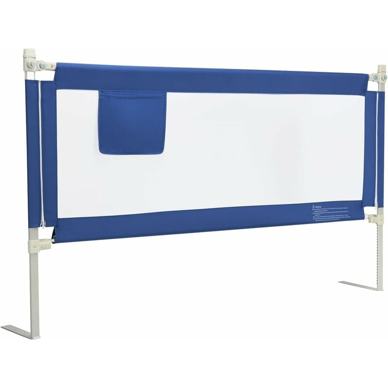 COSTWAY Sponda da Letto per Bambini, Sponda di Sicurezza del Letto per  Bambini, con Cotone Anticollisione e Tasca Laterale, 24 Altezze Regolabili,  (176,5 x 25 x 101,5 cm) (blu)