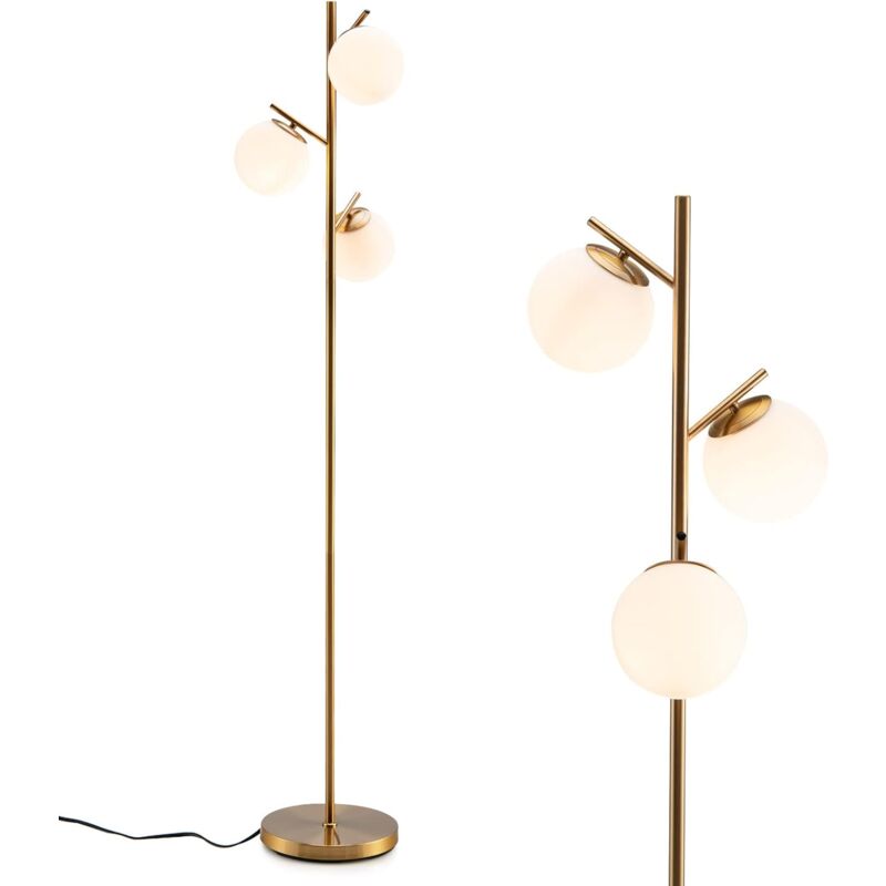 Lampada Da Terra A 3 Globi COSTWAY - Con Interruttore A Pedale, Palo In Metallo Robusto, Per Salotto E Camera