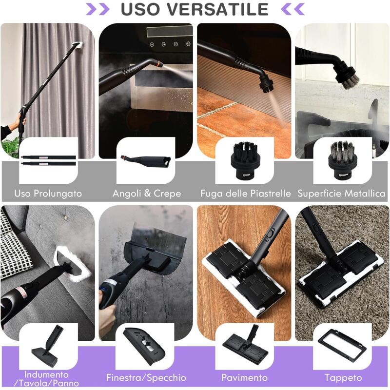 Pulitore A Vapore COSTWAY 2000W - Con 19 Accessori, Serbatoio 1.5L, Per Pulizie Profonde - Foto 9