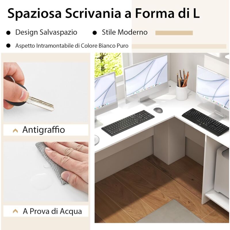 Scrivania Bianca 100x50x75 cm in Legno Multistrato | Leroy Merlin
