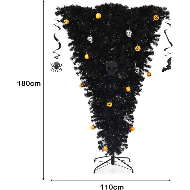 Albero di Natale Artificiale 180 cm, Albero di Halloween illuminato con 270 luci LED Viola, 810 Rami, per Casa, Ufficio,Scuola e Feste, Nero | Leroy Merlin