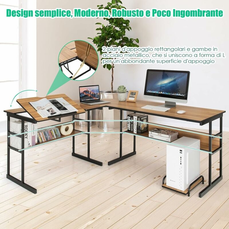 Scrivanie per Computer Desktop moderne con mobili da scaffale