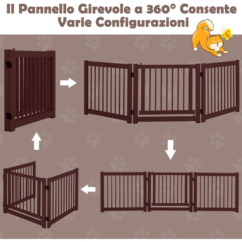 Cancelletto Pieghevole COSTWAY | 6 Pannelli | 380x74.5cm | Per Bambini E Animali | Nero/Bianco - Foto 6
