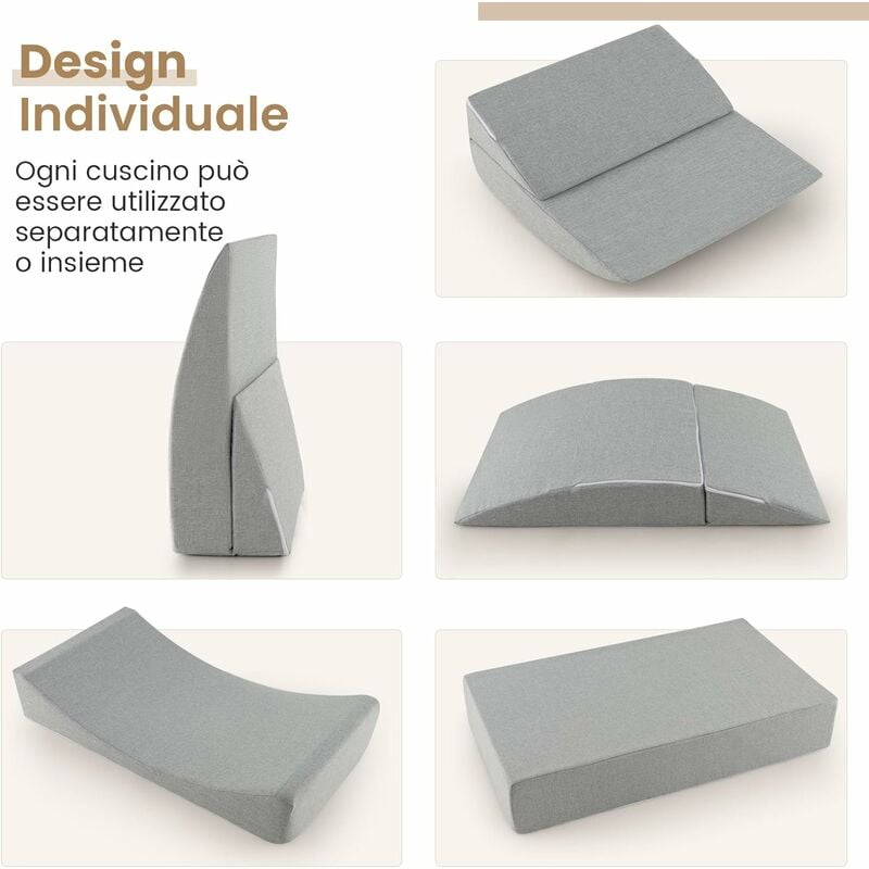 COSTWAY 4 in 1 Cuscini a Cuneo, Divano Letto Convertibile