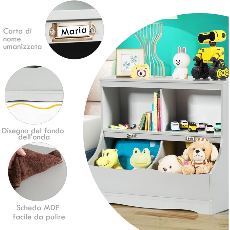 PACHIRA Libreria A Cubi 2 Scomparti Grigio – 90x90x29 Cm Per Soggiorno, Ufficio O Camera