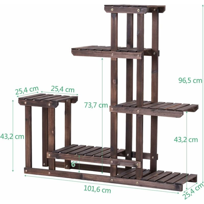 COSTWAY Porta Piante da Interno ed Esterno, Scaffale per Piante a Scala in  Legno, Porta Vasi e Fiori da Balcone, Giardino e Salotto (MODELLO 1)