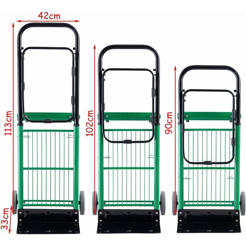 COSTWAY Carrello Per Trasporto Pieghevole, 2 in 1, Portapacchi Carrello per  Trasporto di Sacchi in Acciaio, Altezza Regolabile, Capacità di Carico Fino  a 90 kg