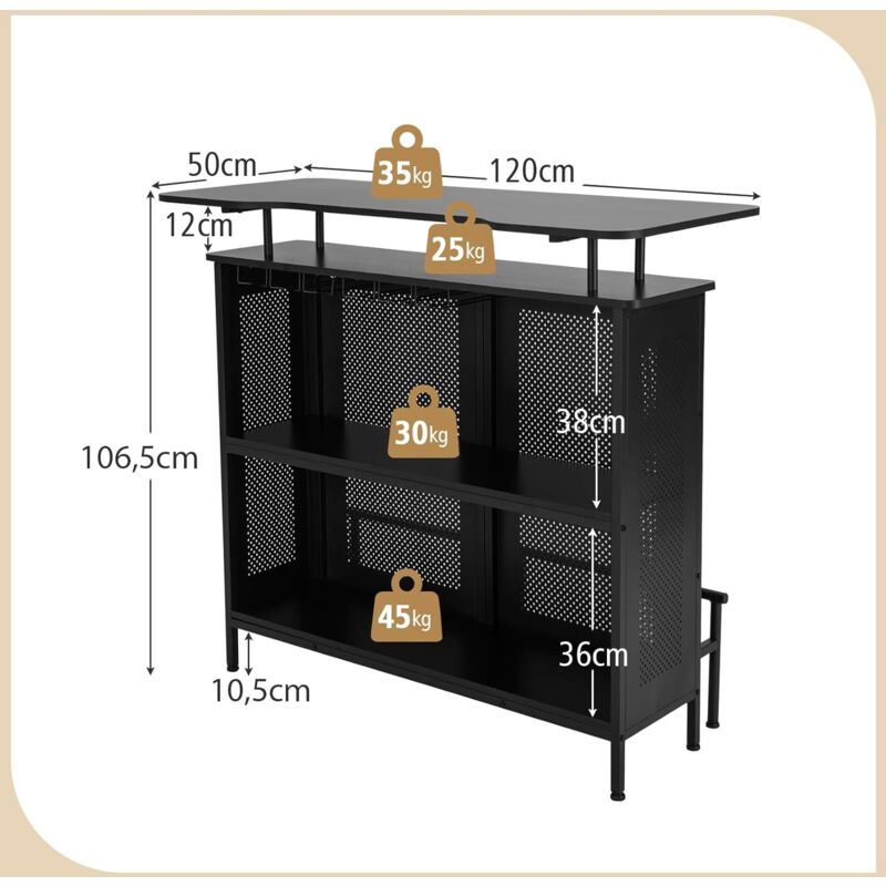 Portabottiglie Vino Costway In Metallo - Per 8 Bottiglie, Piedini Regolabili, Antiruggine - Foto 12