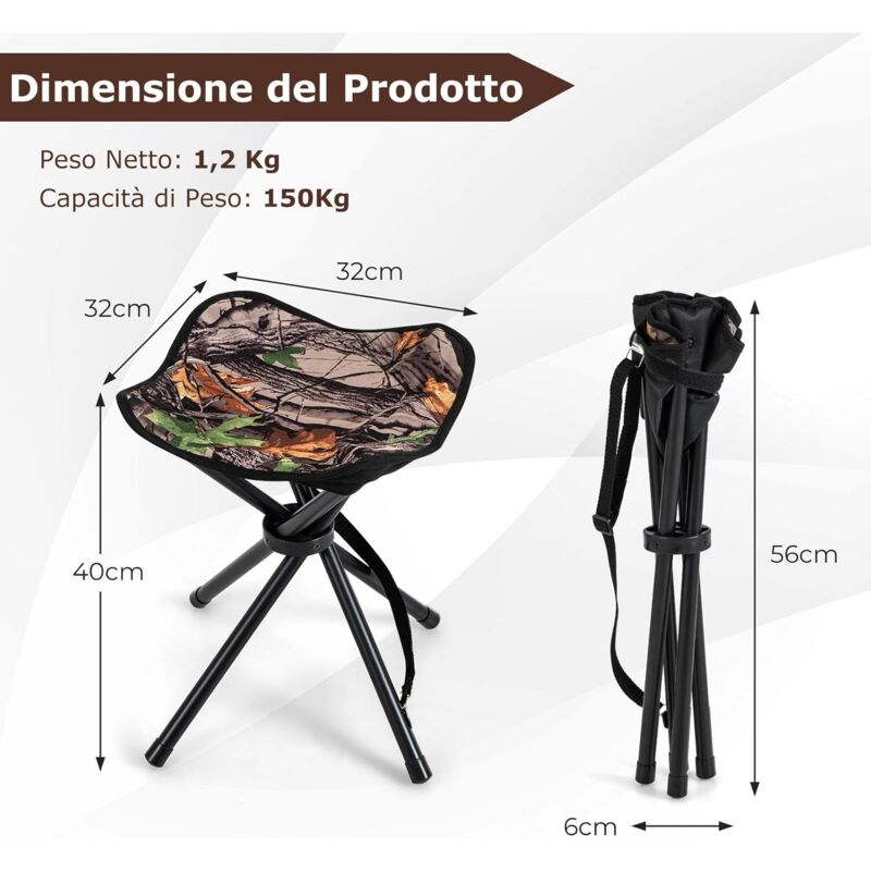 Sgabelli Pieghevoli Per Treppiede Da Campeggio, Sedile Per Treppiede Per Sedia S - 11