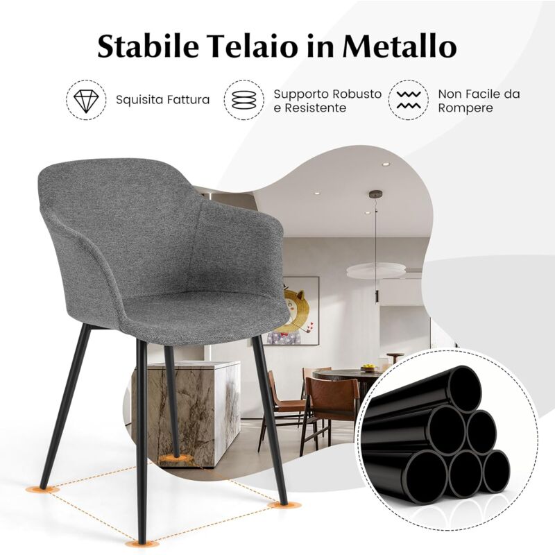 Set 2 Sedie Da Pranzo COSTWAY - Moderne Con Gambe In Legno, Portata 180kg