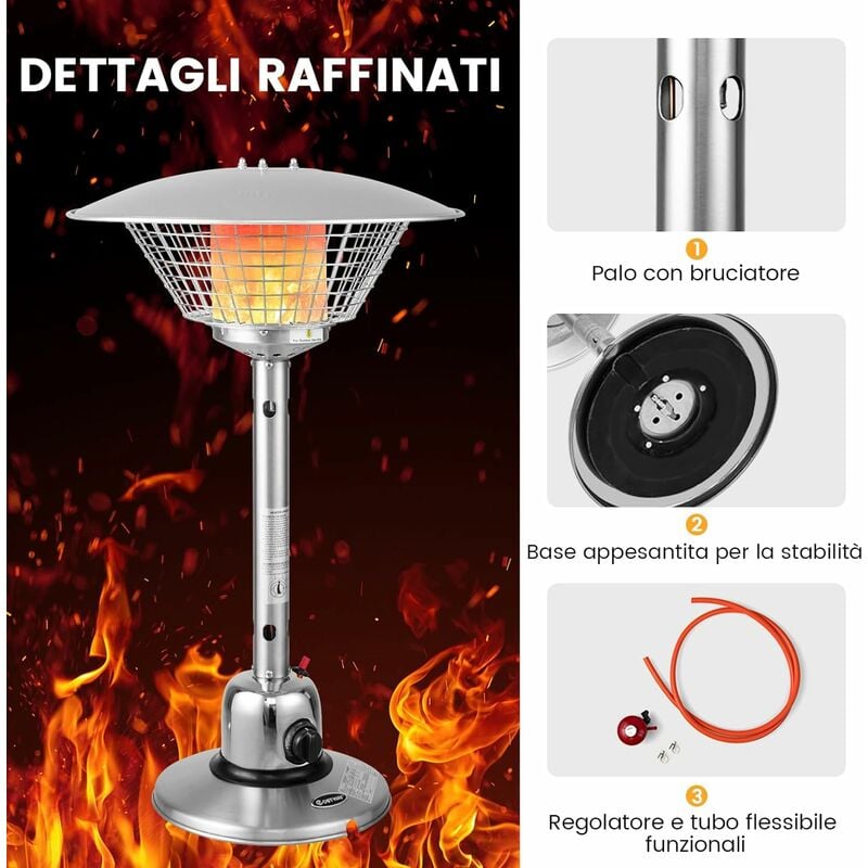 KESSER® Stufa a gas in ceramica 4200 Watt incl. regolatore di pressione del  gas, bruciatore a infrarossi in ceramica, potenza termica, bombole di gas