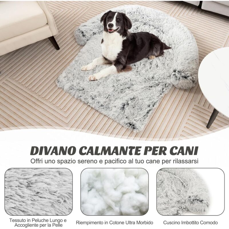 Cuccia Per Cani E Gatti XL 96x62cm - Rivestimento Rimovibile, Cuscino Spesso, Colore Cenere - Foto 4