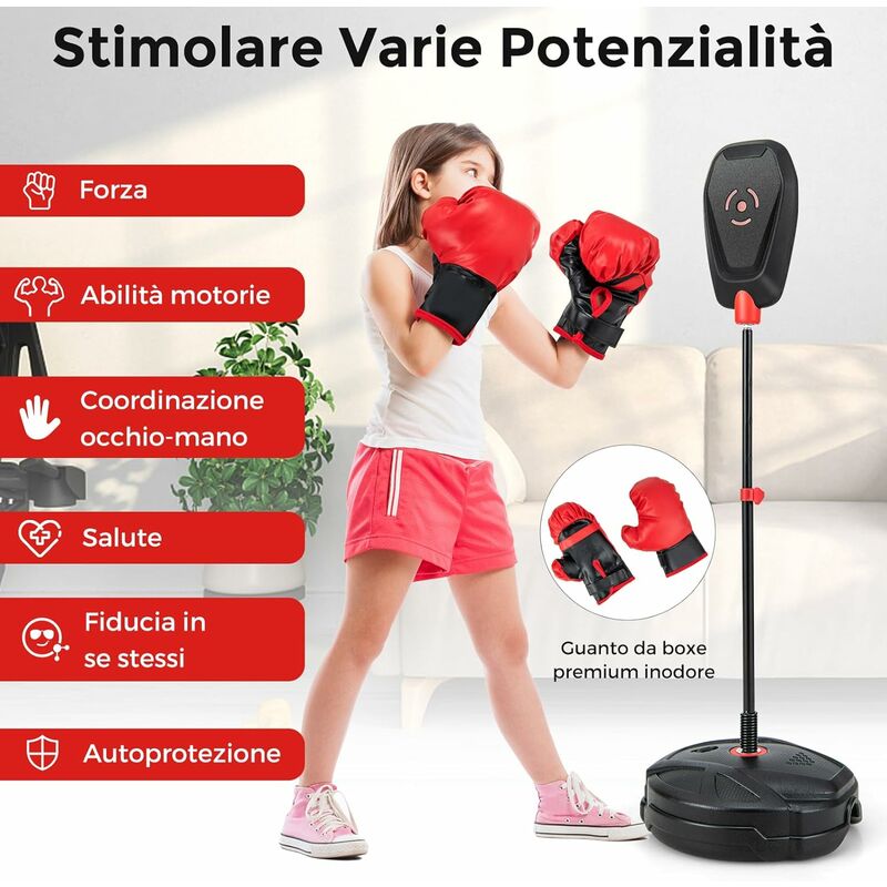 COSTWAY Set da Boxe, Sacco da Boxe con Altezza Regolabile in 6