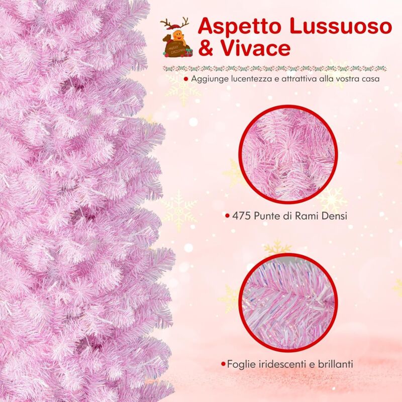 MACTING Albero Di Natale Pieghevole In Lamé Con Paillettes – 1,5 Metri, Colore Glod (Oro), Con Base Metallica