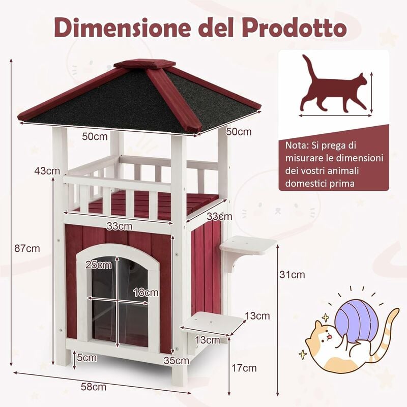 COSTWAY Casetta per il Gatto, Casa di Design per Gatti, Casetta Funzionale  per Gatti, 51 x 48 x 46 cm (Bianco) : : Prodotti per animali  domestici