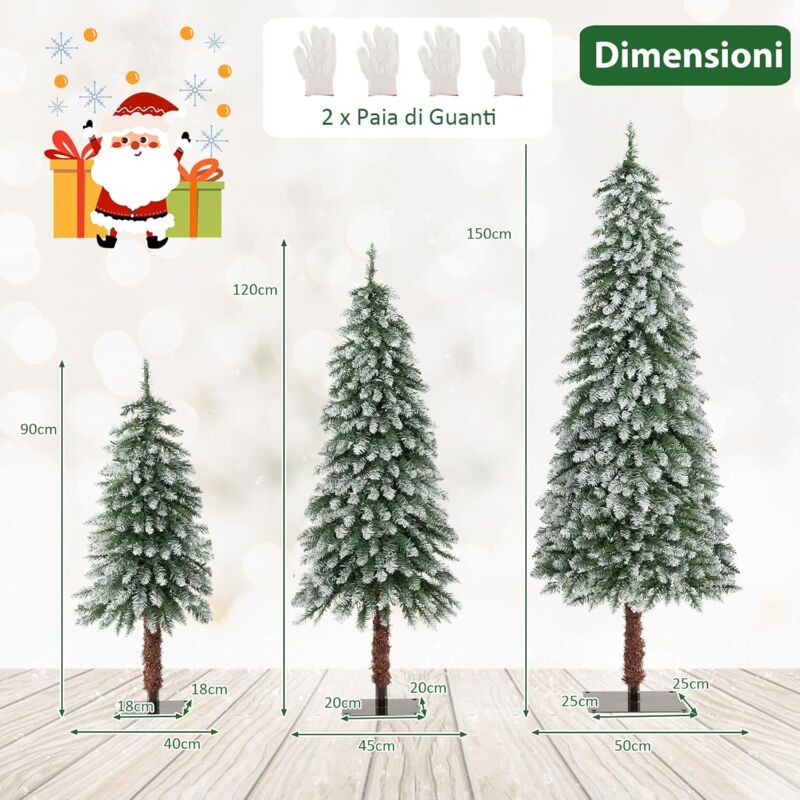 Albero Di Natale Artificiale 150cm Con Cerniera E 500 Rami, Albero Di Natale In PVC Con Base Pieghevole Bianco