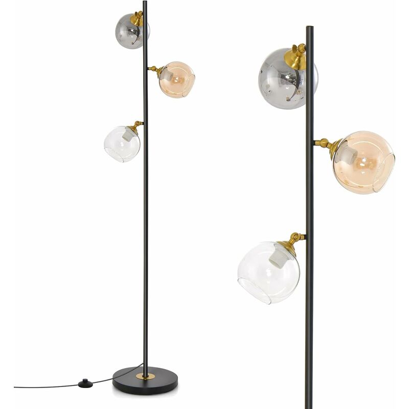 Lampada da terra con 3 paralumi colorati in vetro interruttore a pedale, Lampada  moderna a stelo altezza 162cm - Costway