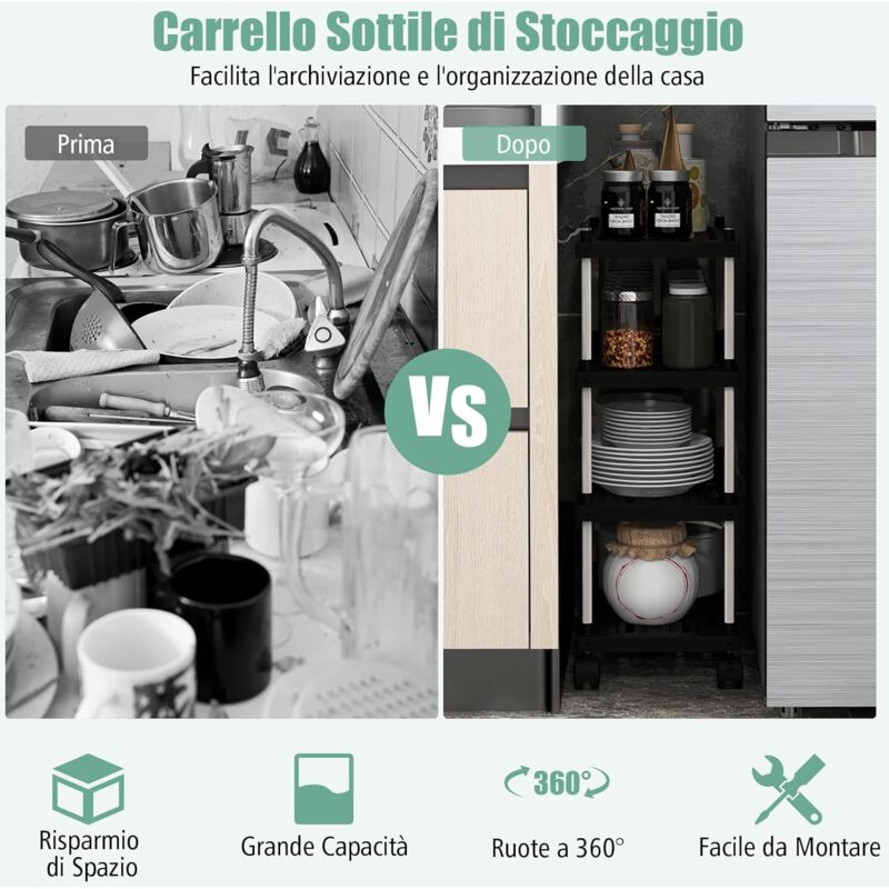 Carrello portaoggetti in acrilico trasparente a 4 livelli | Leroy Merlin