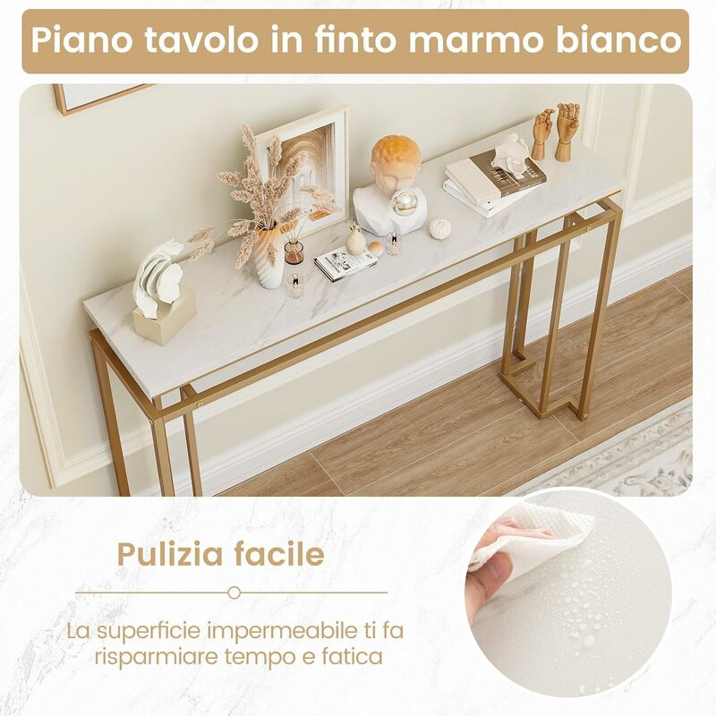 COSTWAY Tavolo Consolle Dorato, Tavolo Ingresso Moderno da 120 CM