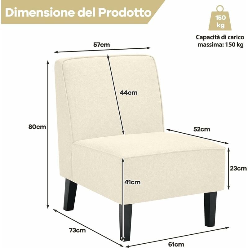 Poltrona in tessuto con schienale alto cuscino sedile rimovibile e molle  insacchettate, Sedia poltroncina 2 Colori - Costway