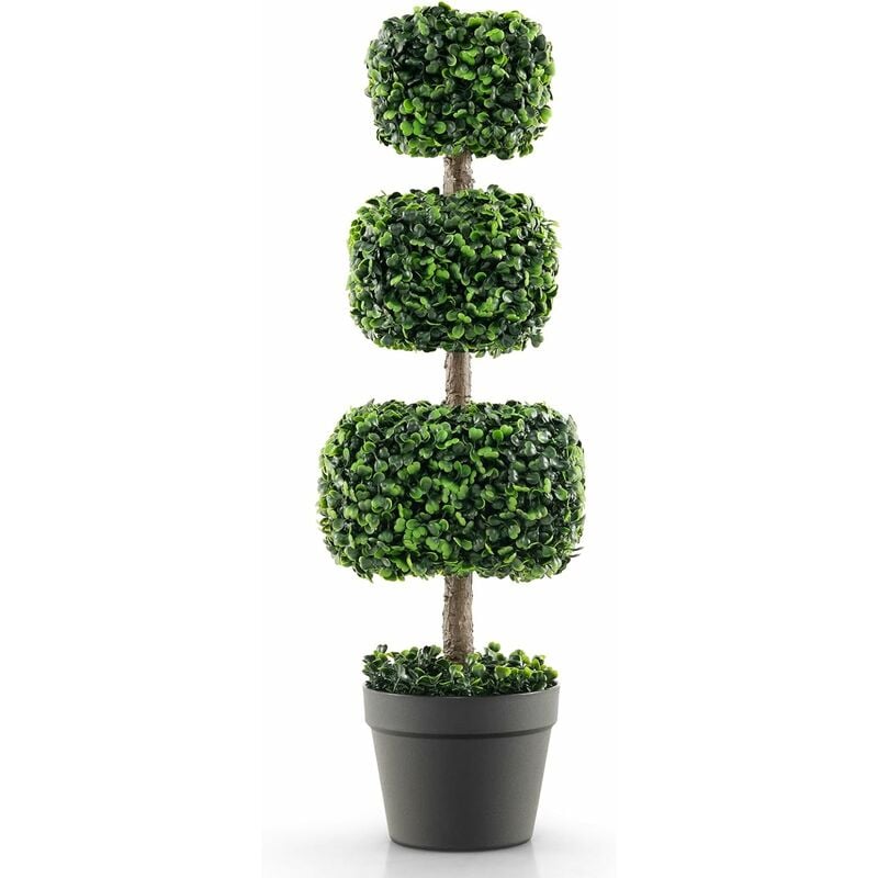 COSTWAY Pianta Finta 75 cm, Albero Artificiale a Sfere con Vaso di Plastica  Riempito di Cemento, Piante Finte da Decorazione per Giardino, Ingresso,  Balcone e Terrazza