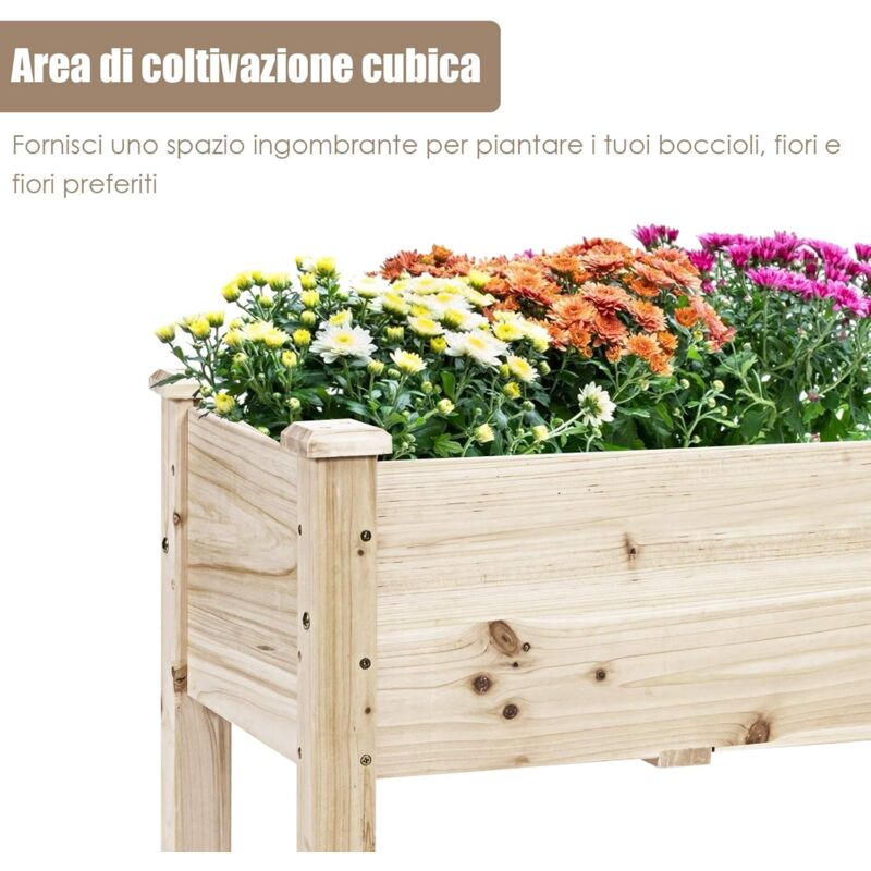 Fioriera Rialzata Per Bambini WONDER GARDEN, In Legno, Con Lavagna E Pastelli, Per Esterno, Per Coltivare Verdure E Fiori - 3