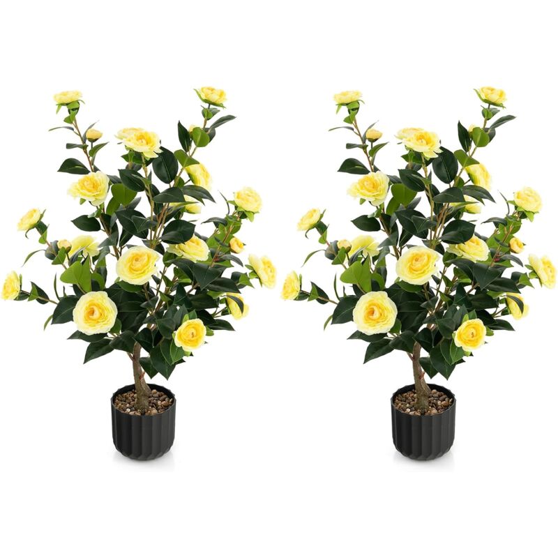 Albero di camelia artificiale, confezione da 2, piante di camelia