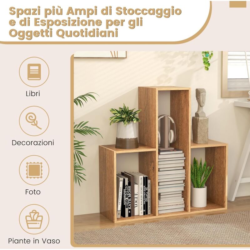 Libreria/divisorio Bianco 80x24x192 Cm – 18 Scomparti, In Legno Ingegnerizzato, Per Soggiorno E Ufficio