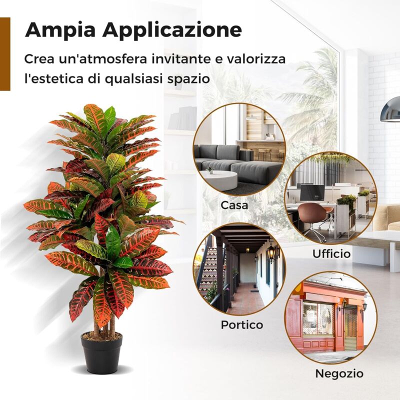 Pianta Artificiale COSTWAY Camelia Da Interno 102 Cm – 37 Fiori Gialli, Foglie Verdi In PE, Vaso Con Ciottoli, Per Soggiorno E Ufficio