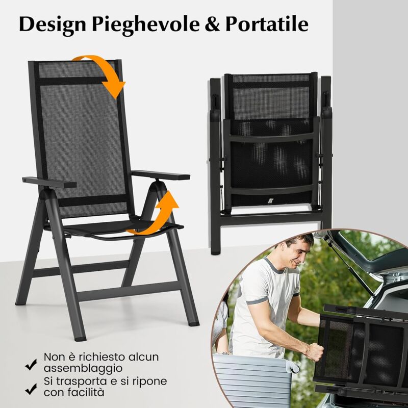 Sedia A Sdraio Con Poggiapiedi COSTWAY - Rattan PE Grigio, Dondolo Leggero, Pieghevole, Portata 160kg, Per Giardino/Veranda/Spiaggia
