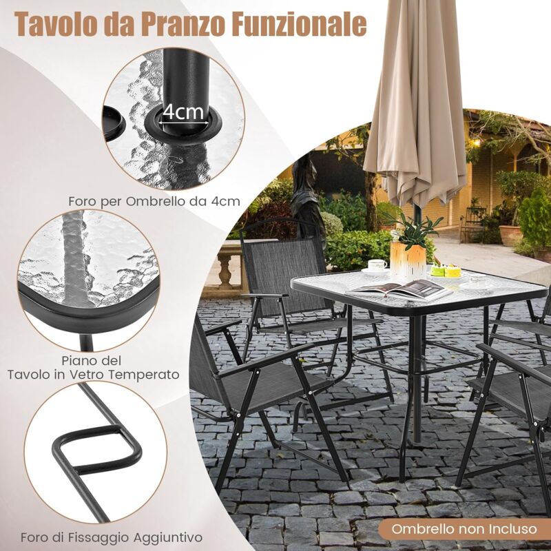 RichVibe Set Da 3 Pezzi Per Foro Ombrellone Da Tavolo – Anello, Tappo E Inserto In Plastica Resistente (Nero/Trasparente) - 2
