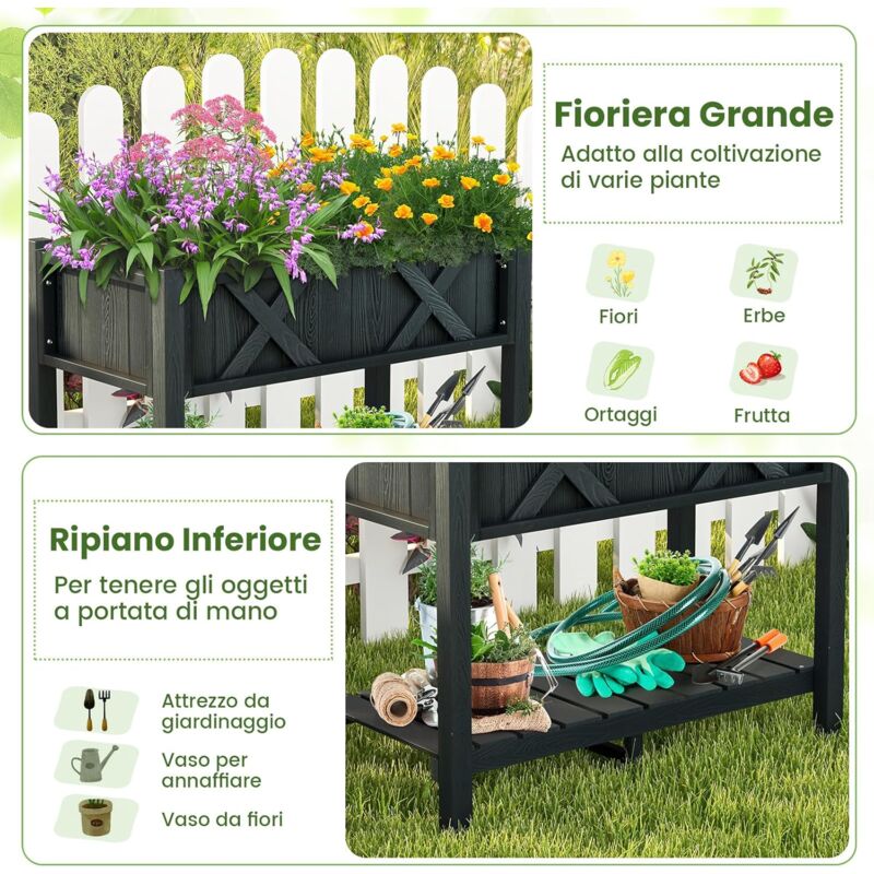 HOMASIS Fioriera Rialzata Da Esterno In Legno Di Abete, Orto Rialzato