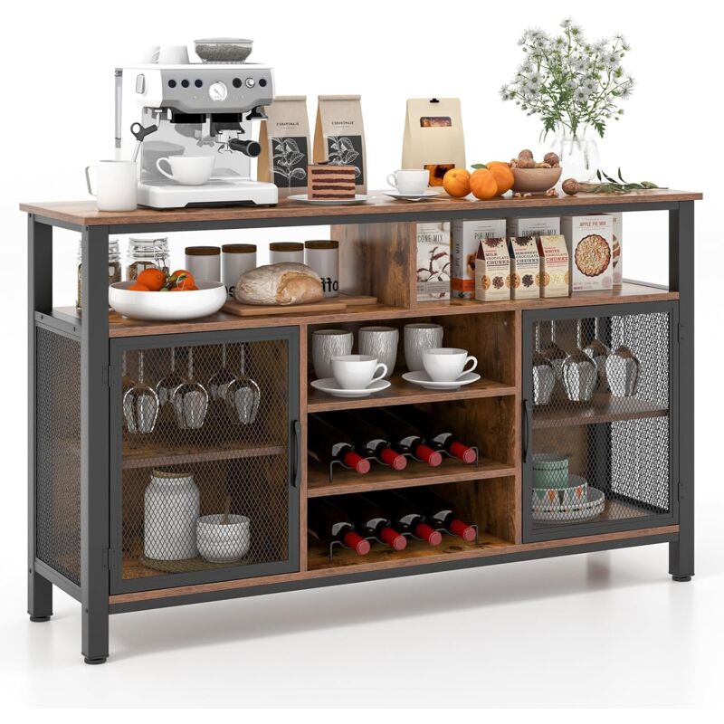 Credenza Da Cucina WOLTU Con Portabottiglie - Bianco, Legno E Metallo, 48x40x108cm - Foto 12