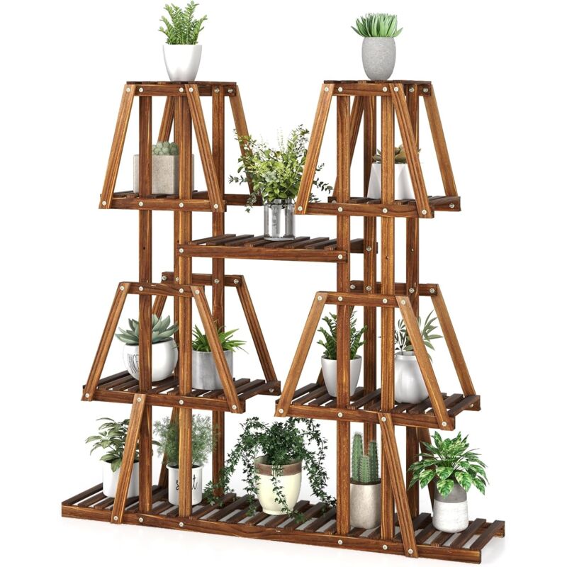 POPETPOP Supporto Per Piante In Legno 3 Livelli - Scaffale A Scala Per Interni, Espositore Per Vasi, Decorazione Da Tavolo O Angolo, Facile Da Montare