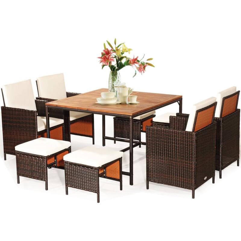 Set Tavolo e Poltrona da Giardino, Set di Mobili 4 Pezzi per Esterno, con Tavolino in Vetro Temperato, Panca e 2 Poltrone, per Giardino Balcone Piscin | Leroy Merlin