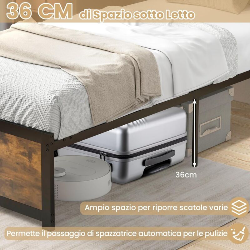 Struttura letto 160x200 cm - Moderna, con testiera e pediera alte, USB