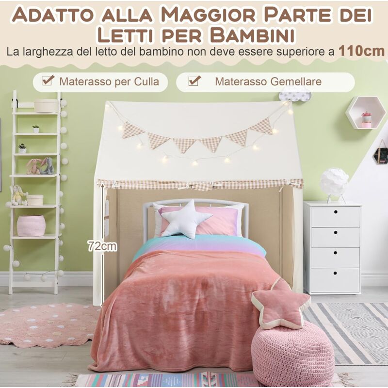 COSTWAY Tenda Da Gioco Per Bambini, Tenda Castello Per 3-4 Bambini Con