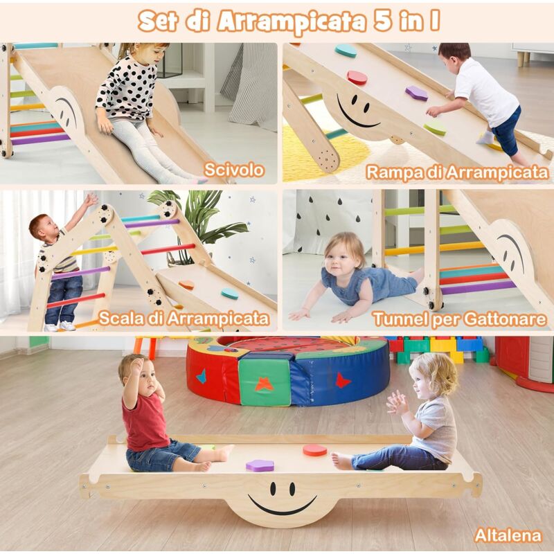 Blocchi Arrampicata BanaSuper Bambini - 7 Pezzi Schiuma, Percorso Ostacoli, Montessori - Foto 10