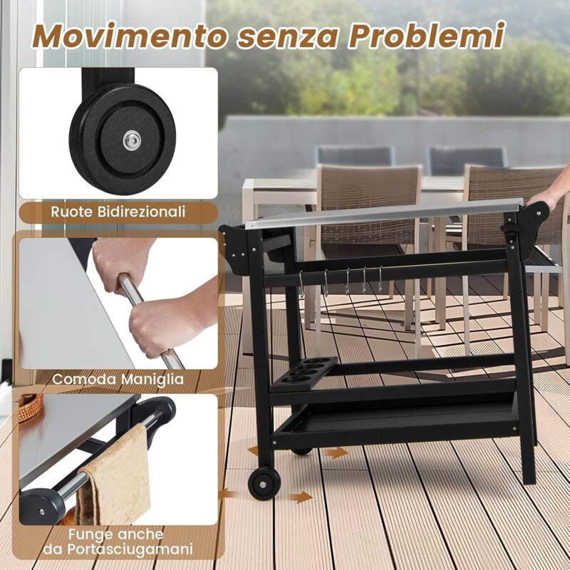 Contenitore per barbecue e grill, con porta asciugamani di carta, in legno, per campeggio, picnic, portatile, 29,5 x 25,9 x 13,5 cm, organizer per barbecue per campeggio all'aperto (noce marrone
